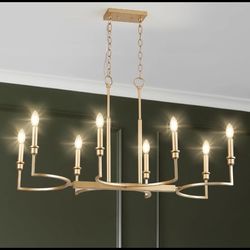 Gold 38 in. Linear 8-Light Kitchen Island Chandelier Light Fixture