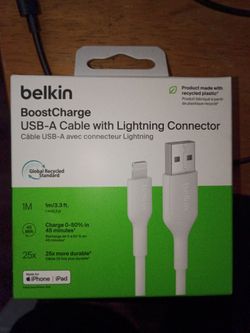 Belkin boostcharge Usb A cable with lightening connector