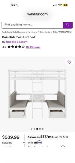 Twin loft bed with desk