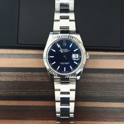 ROLEX DATEJUST 41MM FLUTED BEZEL BLUE INDEX DIAL OYSTER