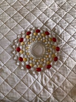 Vintage Westmoreland Thousand Eye Multi Color Flashed Serving Plate/Platter 13.5"D
