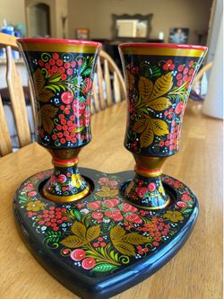 Russian Hand Painted Khokhloma Set