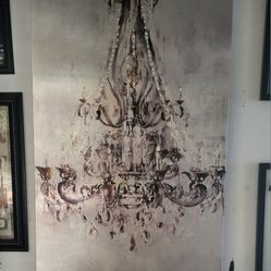 Chandelier Canvas Wall Decor Picture With Rhinestones 24x34 Beautiful 