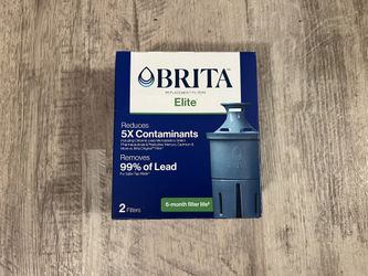 **BRAND NEW** Set of 2 Elite Brita Filter Replacements for Water Pitchers and Dispensers, NSF Certified to Remove 99% of Lead, Color Blue