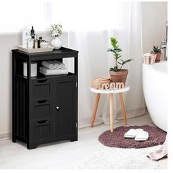 Black bathroom floor cabinet new