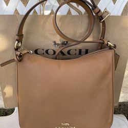 Coach Ellie File Bag Light Saddle Pebbled Leather NEW 17" - 24"  Pick up in Pico Rivera 
