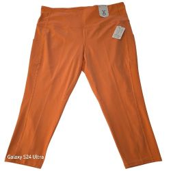Womens Xersion Hi-Rise Crop Legging W/Pockets Size 2x Miami Peach