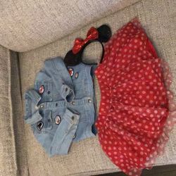 Disney Toddler Jean jacket Tutu And Minnie Mouse Ears Size 4T