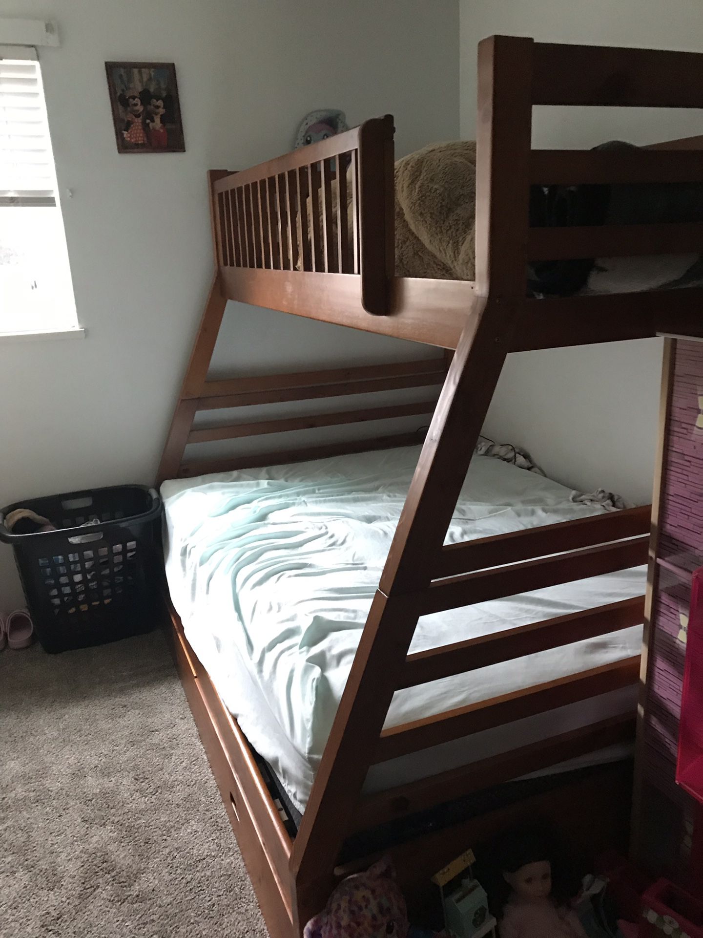 wood bunk bed frame- NO mattress bed frame only