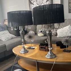 Beautiful Chrome And Black Table Lamps!