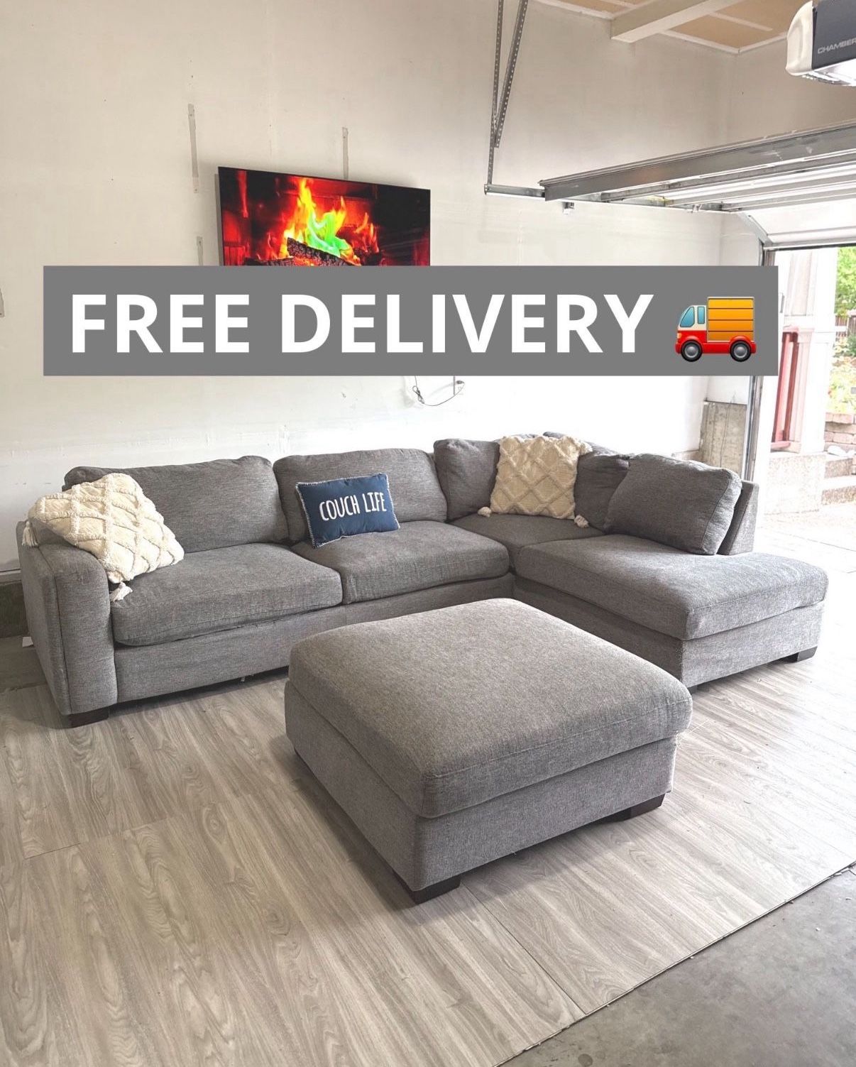 Gray Costco Sectional Couch 🛋️- FREE DELIVERY 🚚 