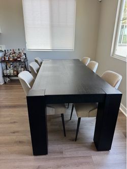Crate & Barrel Sobro 86” Black Wood Dining Table
