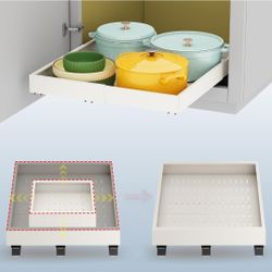 Pull out Cabinet Organizer,Expandable Width(15"-21"),Depth(17"-24") with 3 Rails,Roll out Drawers,No Drill Adjustable Slide out Shelves for Kitchen,Pa