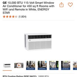 New GE Smart Window Air Conditioner 10,000 BTU Covering 450 Sq Ft