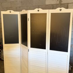 Giantex 4 Panel Room Dividers, 5.7 Ft Folding Privacy Screen with Chalkboard Panels, Freestanding Partition Room Divider Screen Panel for Bedroom, Off