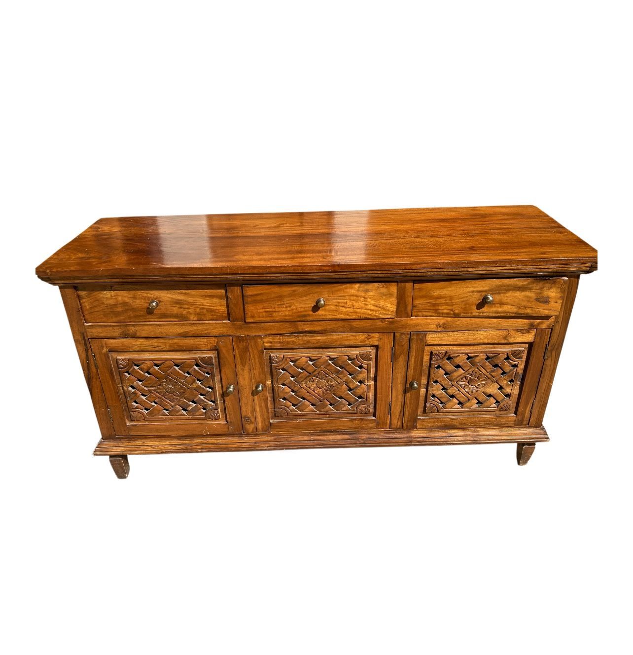 Buffet Cabinet made of mango wood with carved doors.
