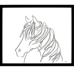 Horse Line Art – Framed Line Drawing Black framed and glass abstract of a horse.