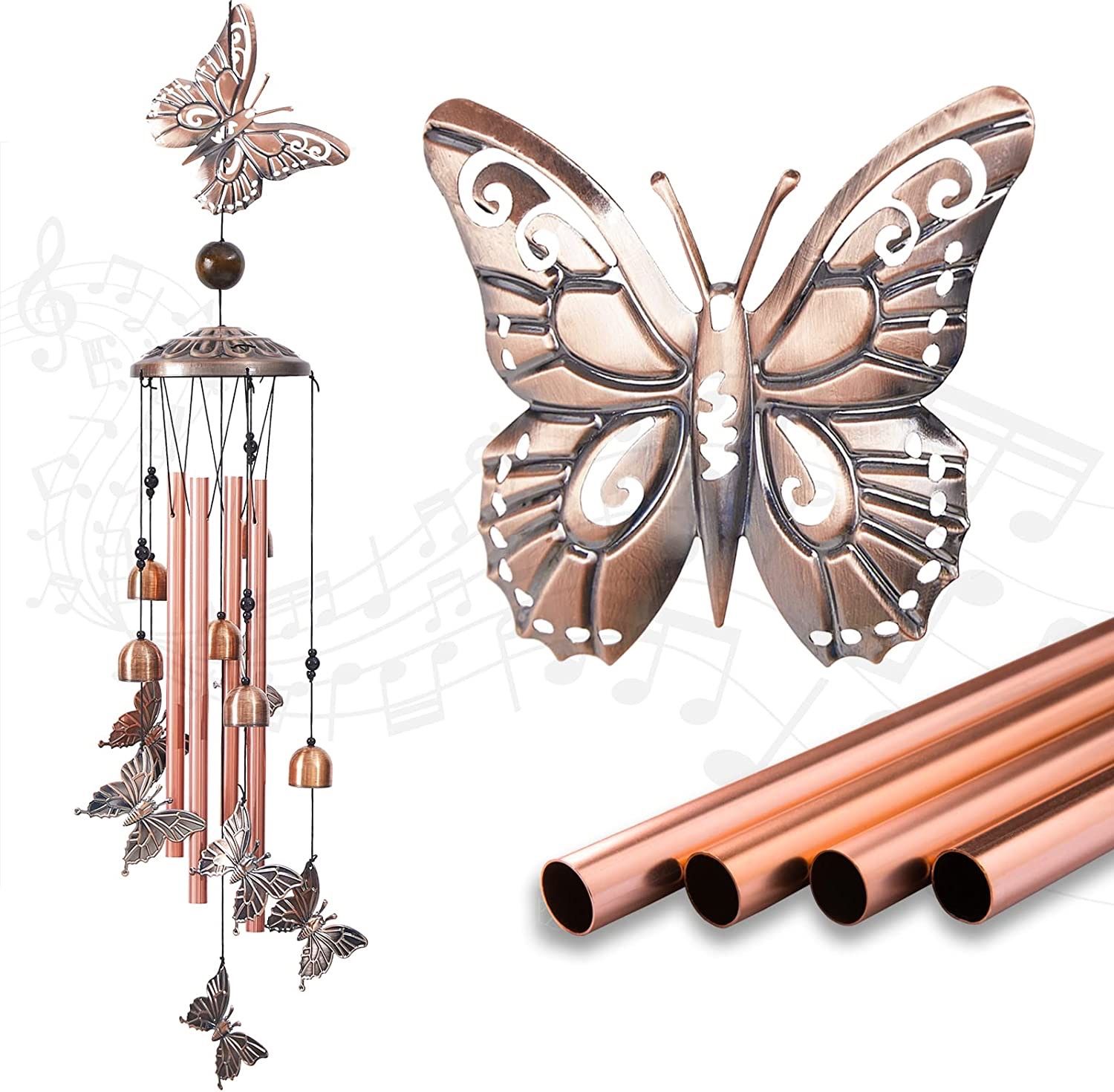 Wind Chimes Outdoor Clearance, Butterflies Aluminum Tube Windchime with S Hook,Patio Garden Decor, Housewarming Gift  Butterfly Wind chime: This handm