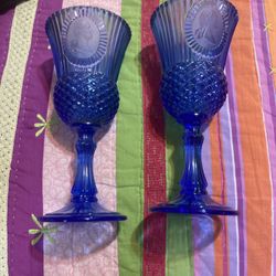 Vintage Cobalt Blue George Washington Goblets