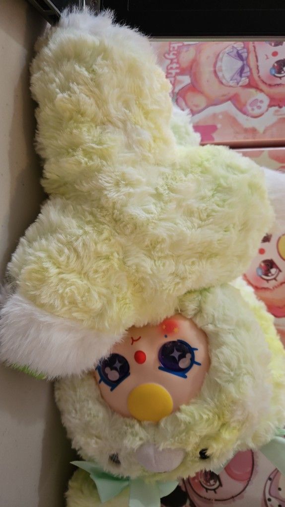 Baby Three Backpack Green Bunny With Special Eyes
