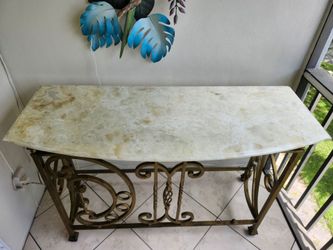 Genuine Marble & Wrought Iron Foyer/Sofa/Serving Table or Bar