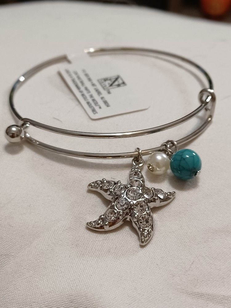 Starfish Charm Bangle Bracelet