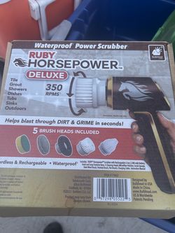 Horsepower Scrubber Gold Edition, Longer Battery, 350 RPM, 5 Brush Heads