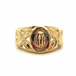 Woman’s Ladies 10k Tricolor Rose White Yellow Gold Virgin Mary Band Ring Size 7 GP3137696