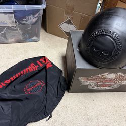 Harley Davidson 1/2 Helmet Blackout Raised Willie G 3D Skull Size Small 55-56 Cm