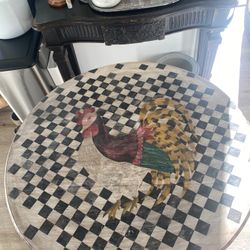 32” Bistro Table  Hand Painted  Rod Iron Base