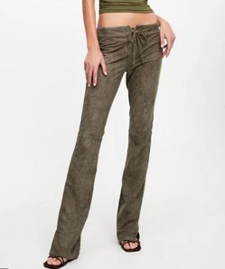 Lioness Down For You Lace-up Faux Suede Trousers in Khaki XL