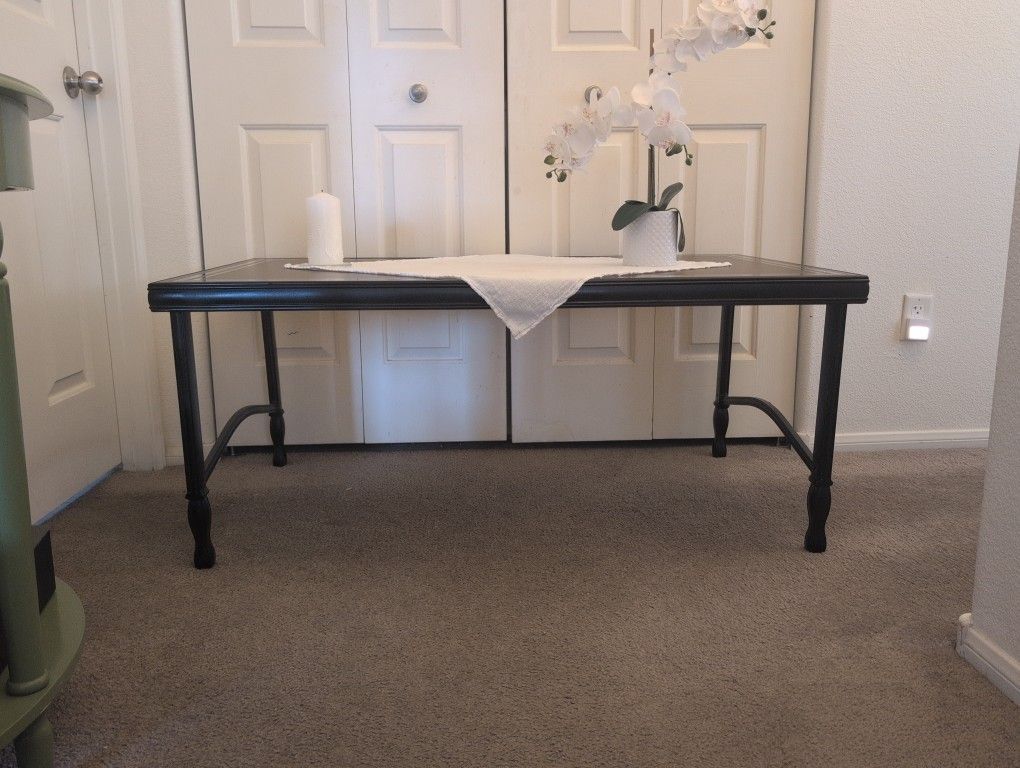 Black Coffee Table With Textured Brown Glass