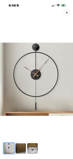 34.624 Inch Large Modern Decorative Giant Pendulum Wall Clocks, Big Classical Metal Dial Wall Clock with Walnut Pointers for Living Room,Office, Entry