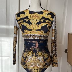 Embellished Baroque Bodysuit + Booties Shoe Covers