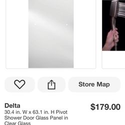 Delta 30.4 in. W × 63.1 in. H Pivot Shower Door Glass Panel in Clear Glass