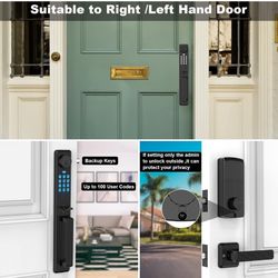 Keyless entry door lock deadbolt with handle set, Electronic Deadbolt Lock for Left and right handing door(Fit in The standard pre drilled door 5-1/2"