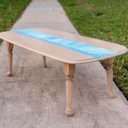Refinished Vintage Surfboard Style Coffee Table