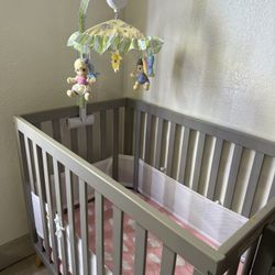 Gray Mini Crib 