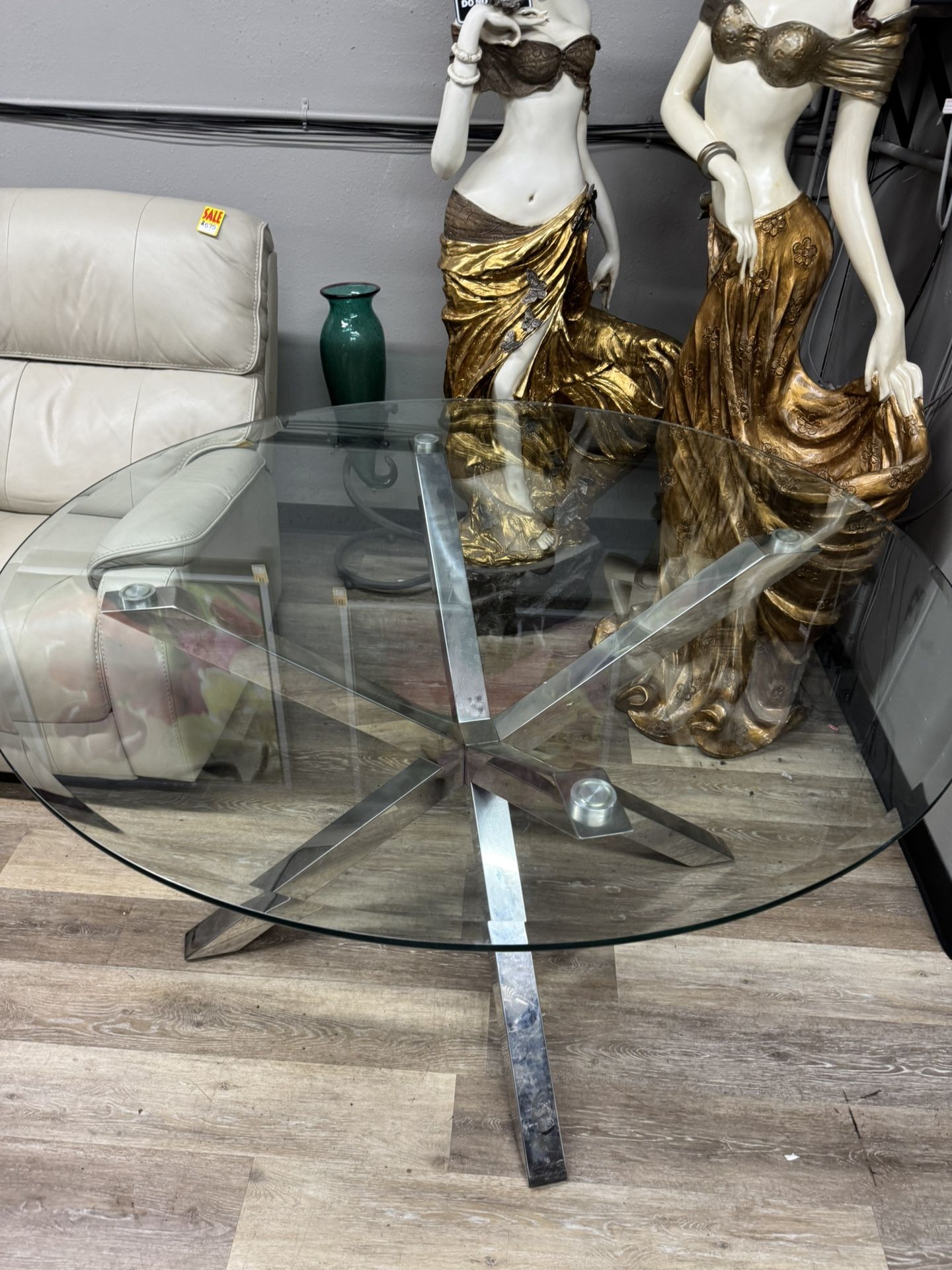 Modern Chrome Dining Table - 57” - Excellent Condition