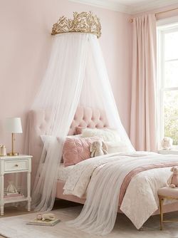 Pottery Barn Kids Monique Lhuillier Gold Vine Cornice & Sheers (Lace Shams Included)