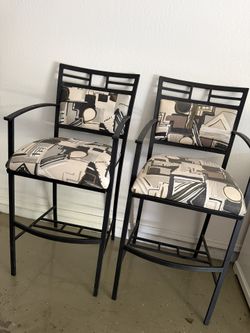 Metal And Cloth Barstools 