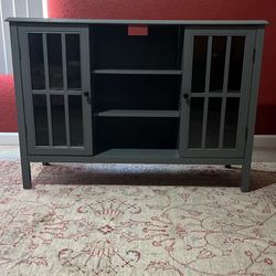 Gymax Wood TV Stand Entertainment Media Center Gray Console