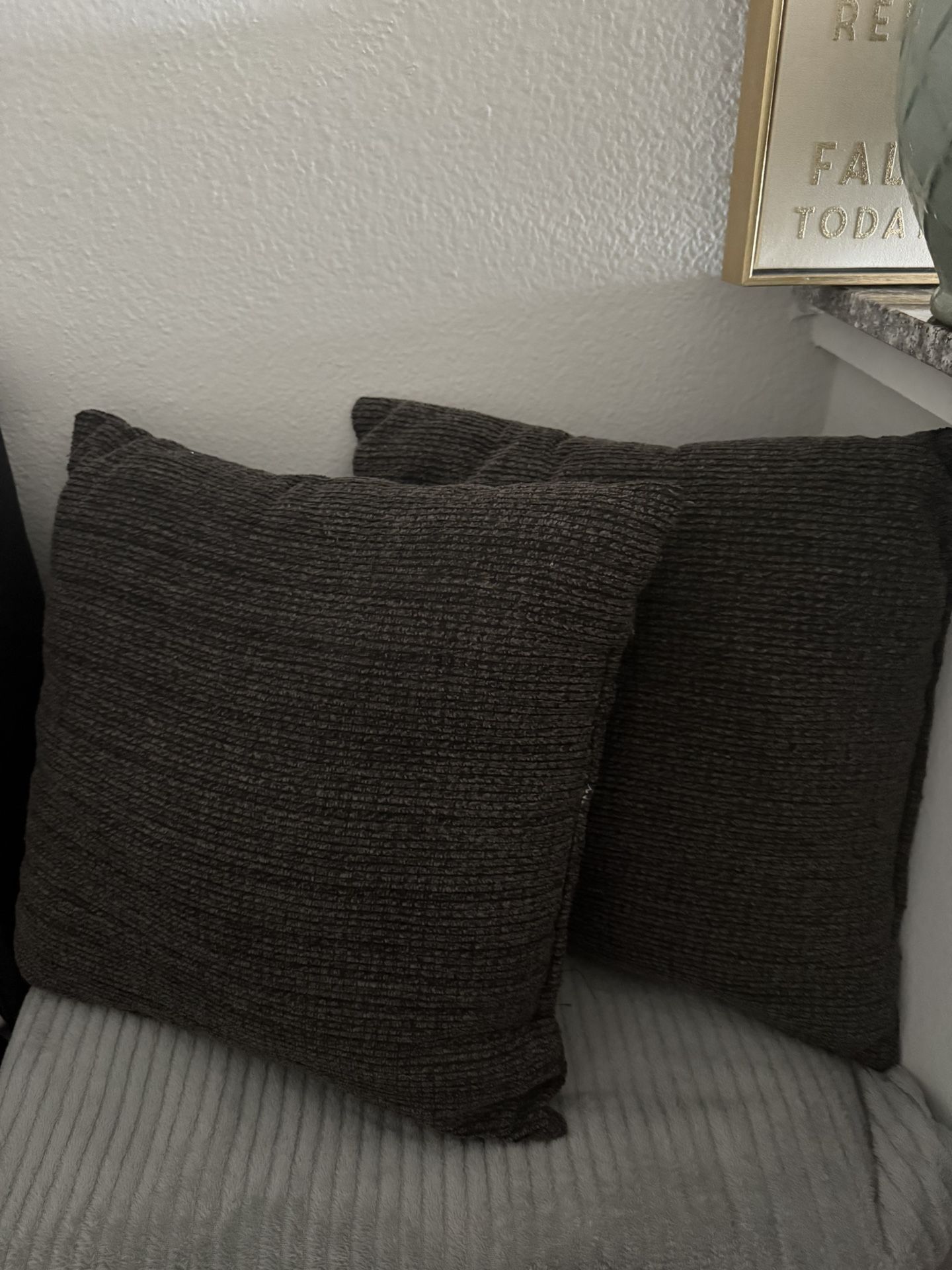 Set Of Dark Grey Throw Pillows