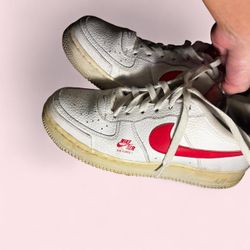 Nike Air Force Red and White Womens 7.5