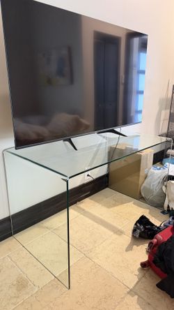 Glass TV Desk Console Table