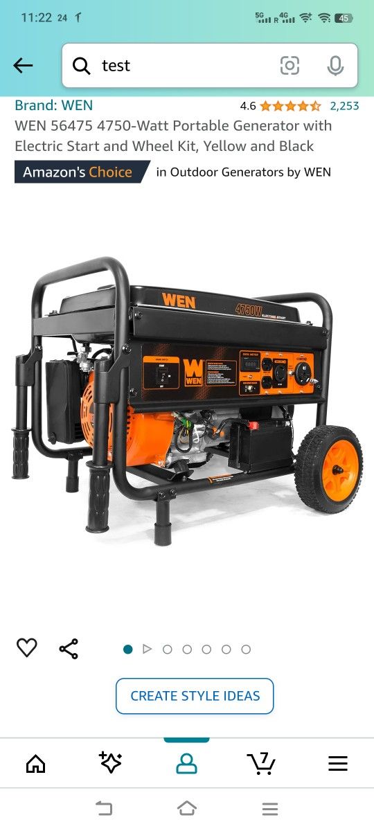 WEN 4750-Watt Portable Generator with Electric Start and Wheel Kit