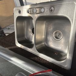 Free Stainless Steel Double Sink 