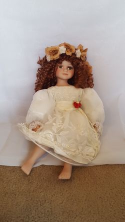 Sitting Porcelain Bride Doll