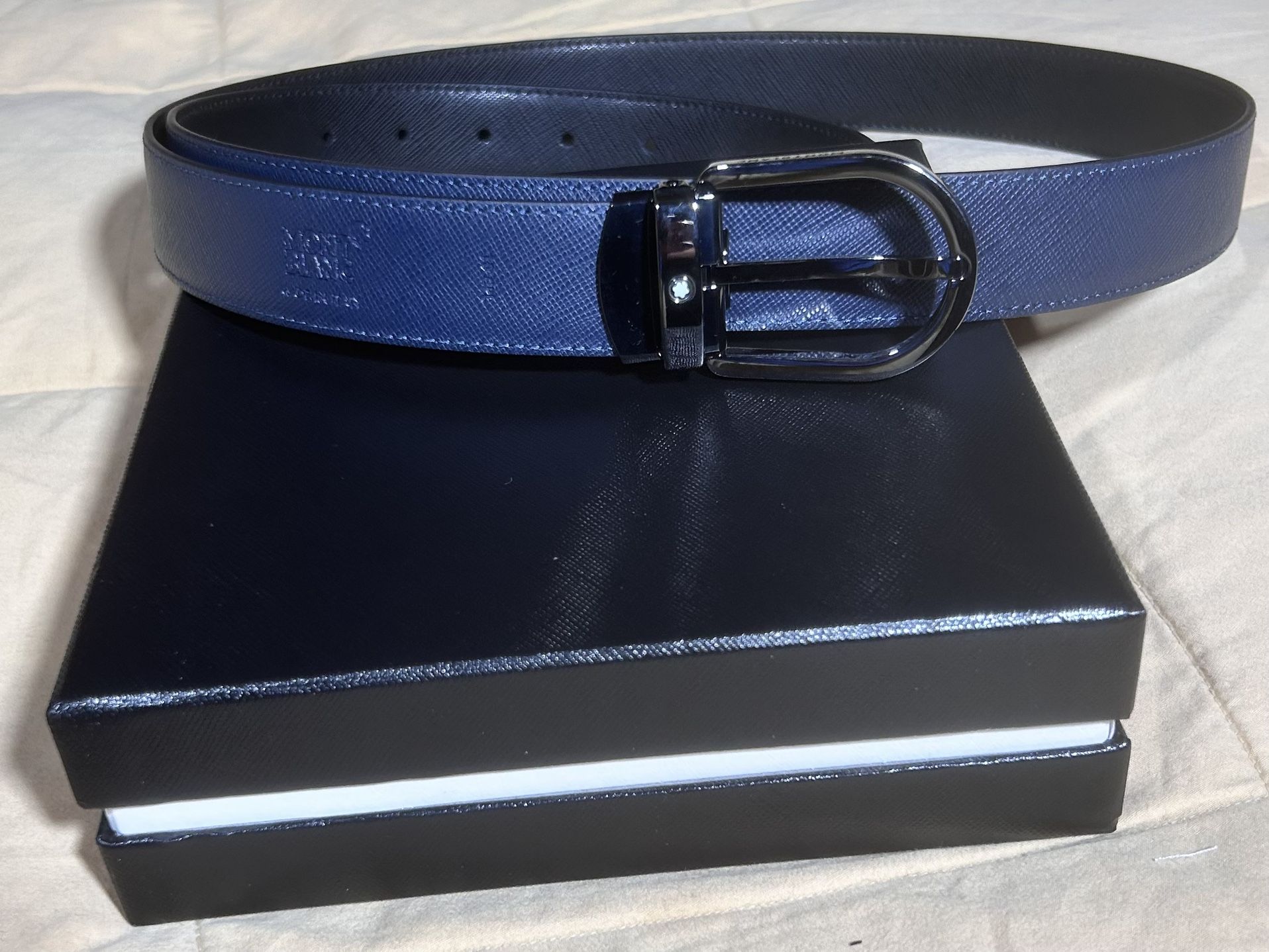 New Mont Blanc Black & Blue Belt