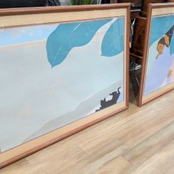 Stunning Peggy Hopper Signed Banana Leaf 1979 Incredible Piece Of Art.
